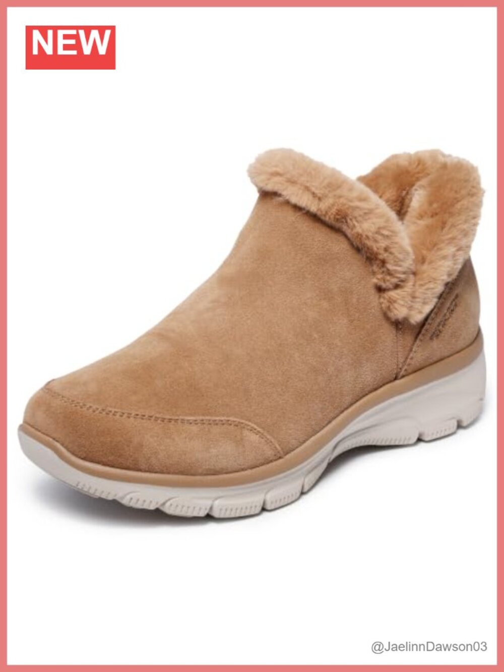 Skechers Slip-Ins Suede Ankle Bootie Faux Fur Lined Water Repellent